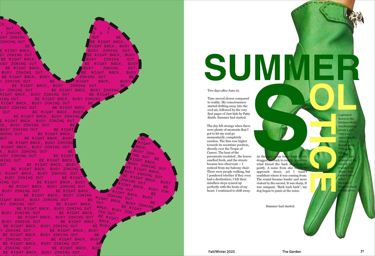 magazine spread from The Garden by Charlie Nguyen with the headline "Summer Solstice""